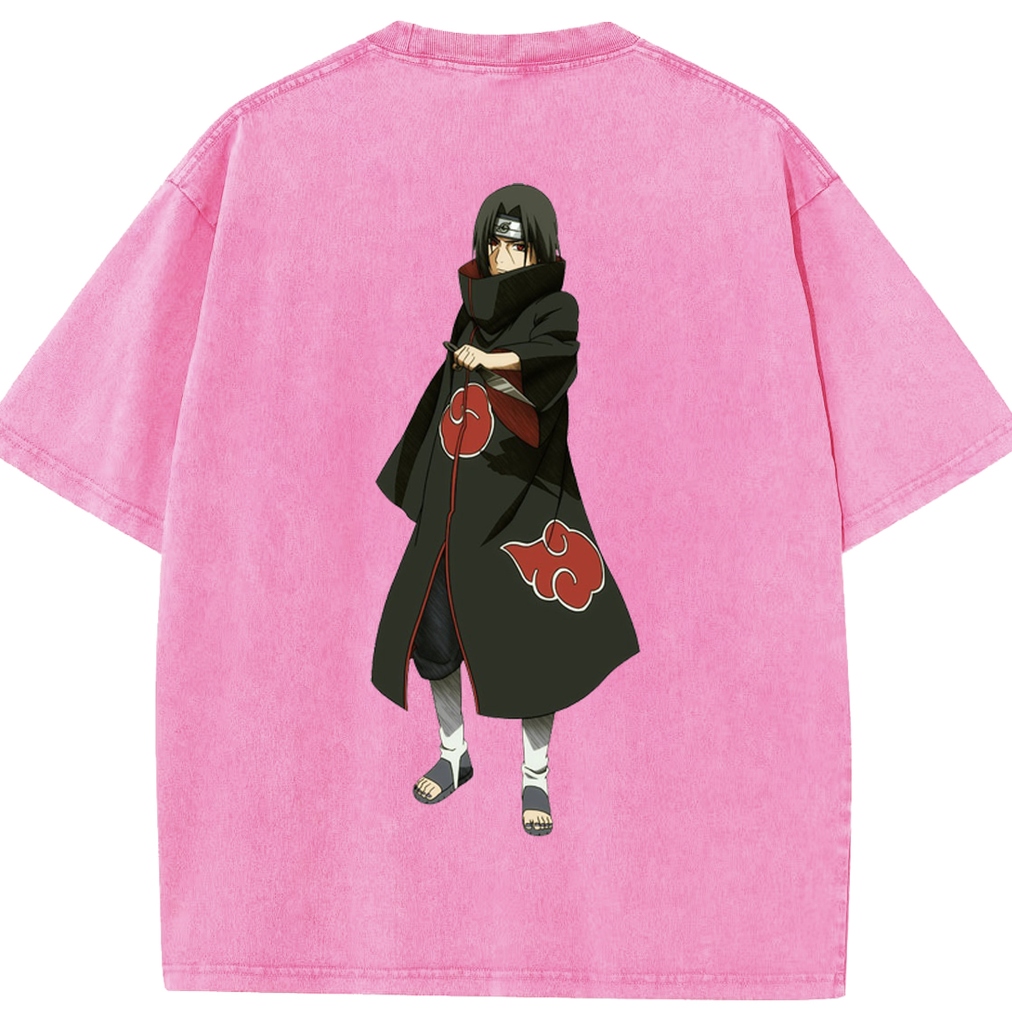 （画像用） NARUTO -ナルト- うちは イタチ Uchiha Itachi 綿100% ヴィンテージ風 半袖Tシャツ（背面プリント）